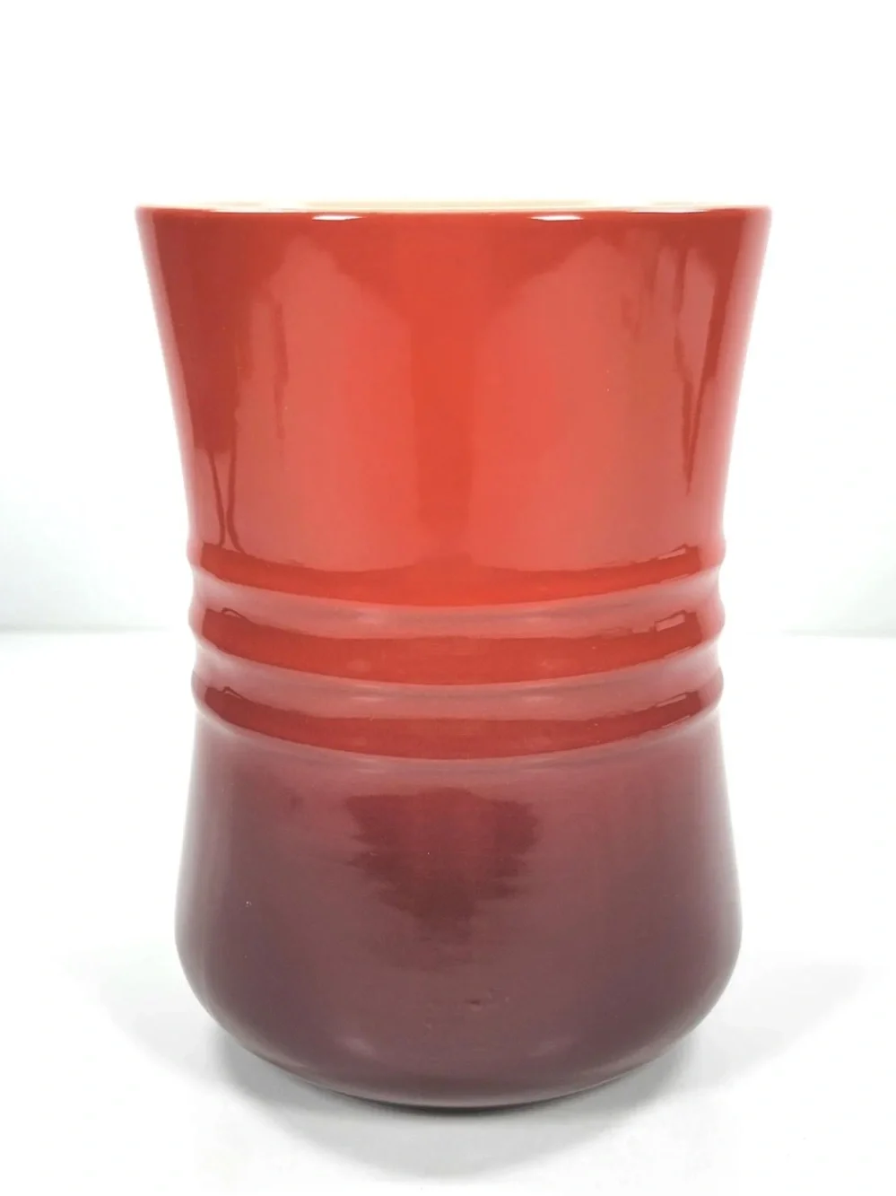 NEW Le Creuset Signature Cerise Red Ceramic Utensil Crock Holder Cream Interior